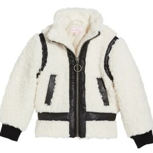 Design History Faux Sherpa Leather Full Zip Jacket Large